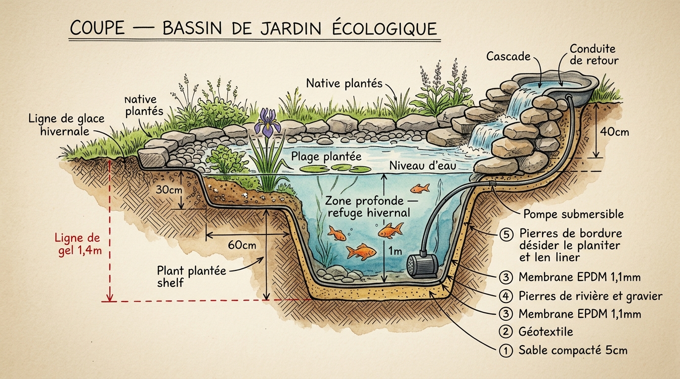 Coupe transversale du bassin